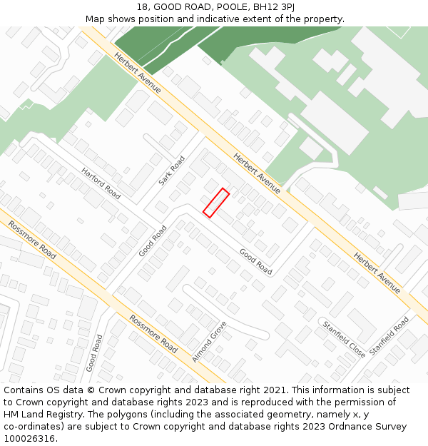18, GOOD ROAD, POOLE, BH12 3PJ: Location map and indicative extent of plot