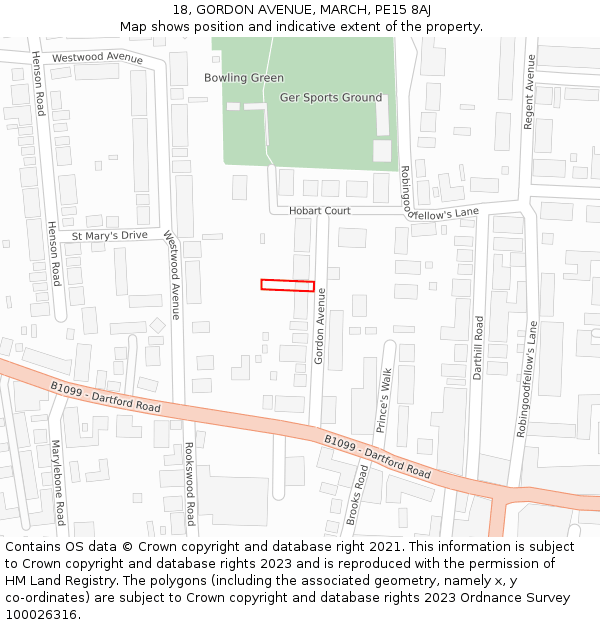 18, GORDON AVENUE, MARCH, PE15 8AJ: Location map and indicative extent of plot