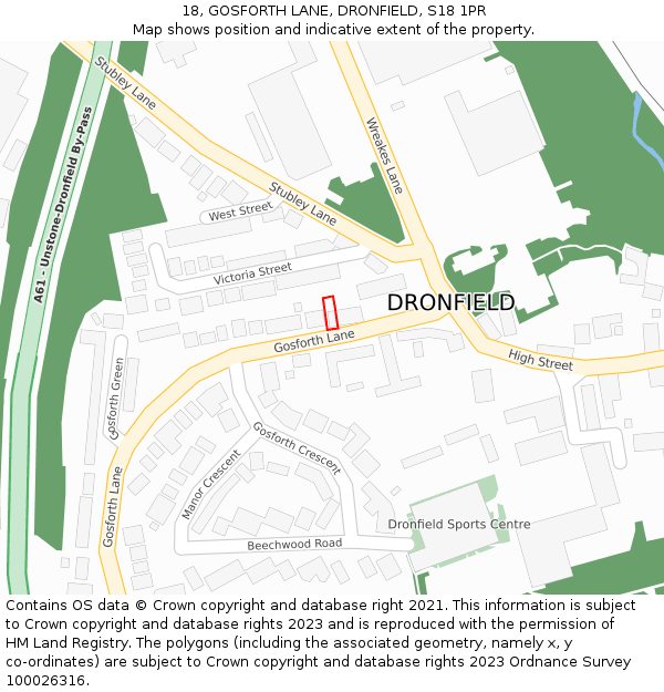 18, GOSFORTH LANE, DRONFIELD, S18 1PR: Location map and indicative extent of plot