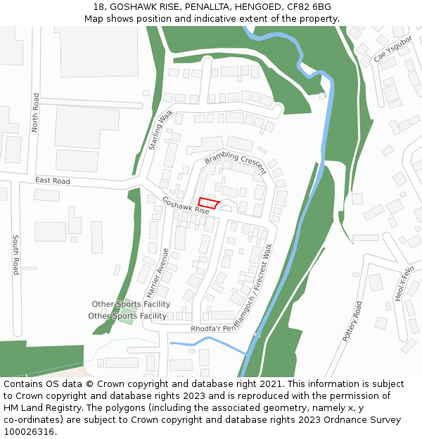 18, GOSHAWK RISE, PENALLTA, HENGOED, CF82 6BG: Location map and indicative extent of plot