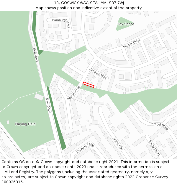 18, GOSWICK WAY, SEAHAM, SR7 7WJ: Location map and indicative extent of plot