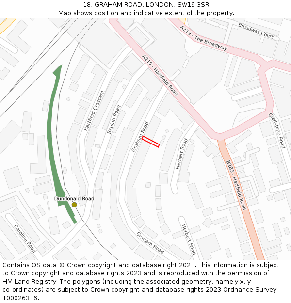 18, GRAHAM ROAD, LONDON, SW19 3SR: Location map and indicative extent of plot