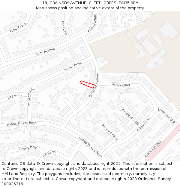 18, GRAINSBY AVENUE, CLEETHORPES, DN35 9PA: Location map and indicative extent of plot