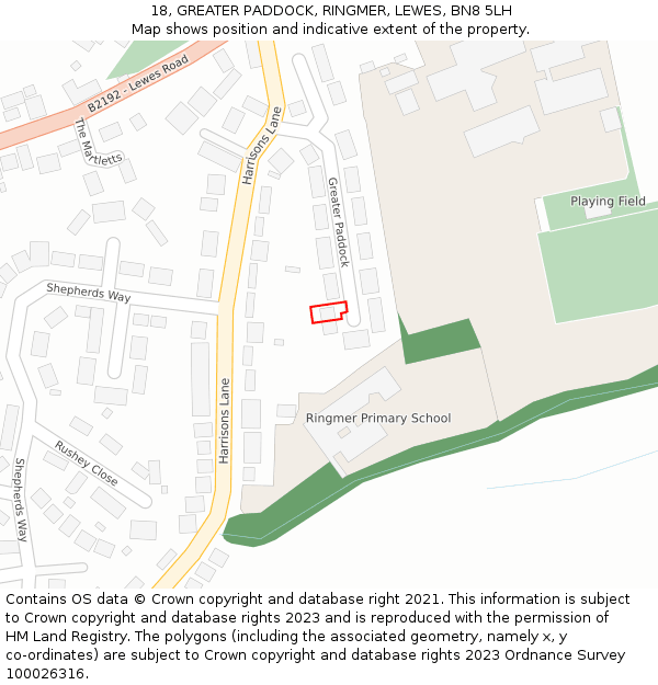 18, GREATER PADDOCK, RINGMER, LEWES, BN8 5LH: Location map and indicative extent of plot