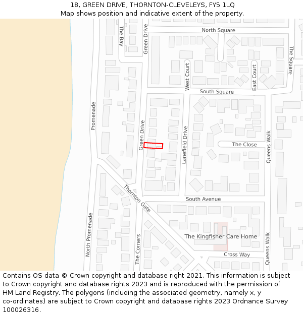 18, GREEN DRIVE, THORNTON-CLEVELEYS, FY5 1LQ: Location map and indicative extent of plot