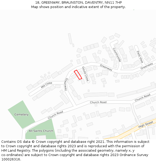 18, GREENWAY, BRAUNSTON, DAVENTRY, NN11 7HP: Location map and indicative extent of plot