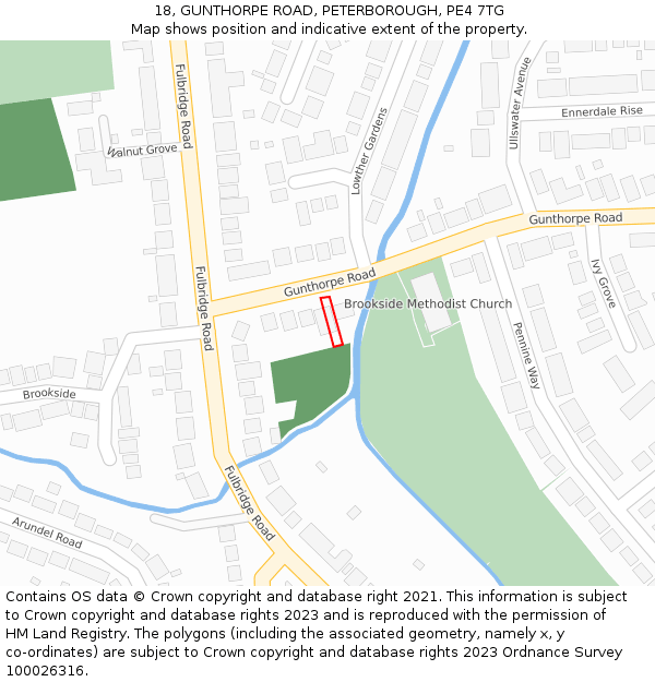 18, GUNTHORPE ROAD, PETERBOROUGH, PE4 7TG: Location map and indicative extent of plot