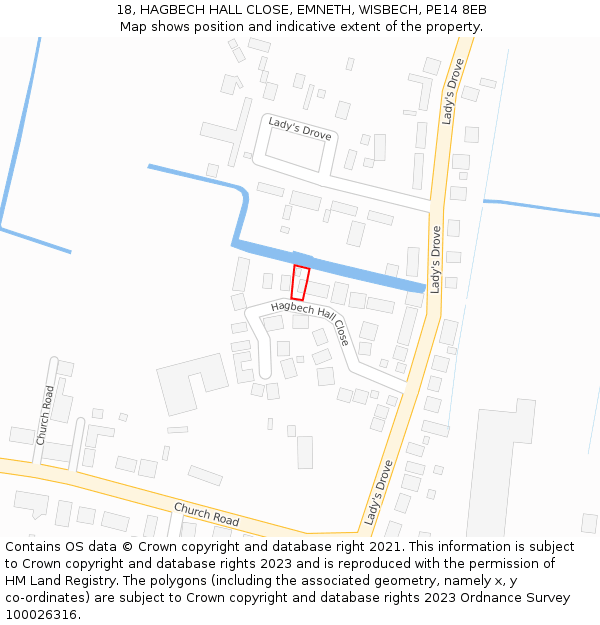 18, HAGBECH HALL CLOSE, EMNETH, WISBECH, PE14 8EB: Location map and indicative extent of plot