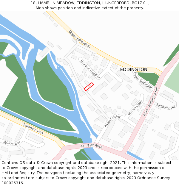 18, HAMBLIN MEADOW, EDDINGTON, HUNGERFORD, RG17 0HJ: Location map and indicative extent of plot