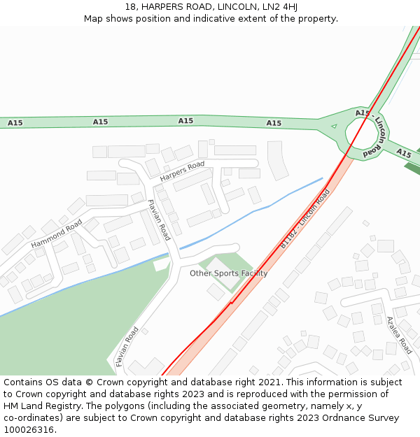 18, HARPERS ROAD, LINCOLN, LN2 4HJ: Location map and indicative extent of plot