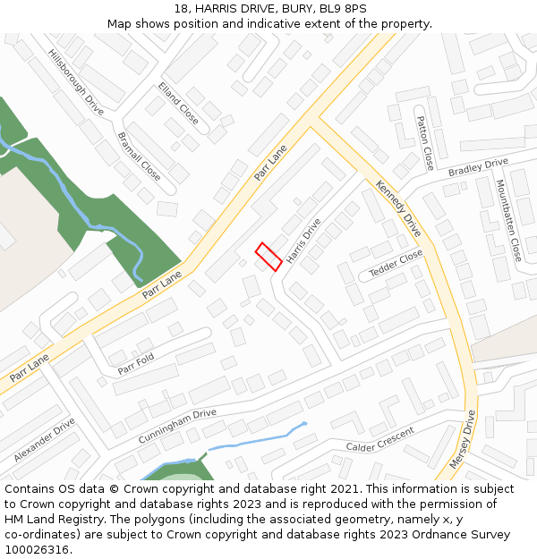 18, HARRIS DRIVE, BURY, BL9 8PS: Location map and indicative extent of plot