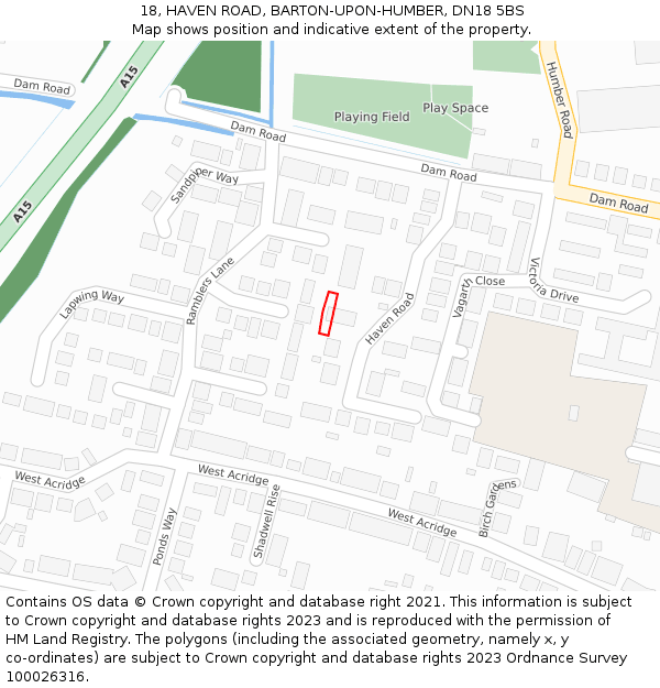 18, HAVEN ROAD, BARTON-UPON-HUMBER, DN18 5BS: Location map and indicative extent of plot