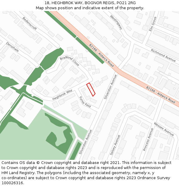 18, HEGHBROK WAY, BOGNOR REGIS, PO21 2RG: Location map and indicative extent of plot