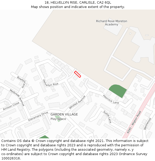 18, HELVELLYN RISE, CARLISLE, CA2 6QL: Location map and indicative extent of plot