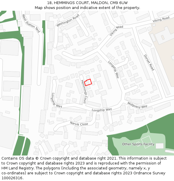 18, HEMMINGS COURT, MALDON, CM9 6UW: Location map and indicative extent of plot