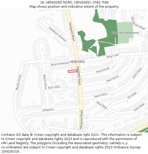 18, HENGOED ROAD, HENGOED, CF82 7NW: Location map and indicative extent of plot