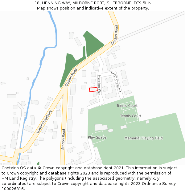 18, HENNING WAY, MILBORNE PORT, SHERBORNE, DT9 5HN: Location map and indicative extent of plot