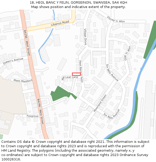 18, HEOL BANC Y FELIN, GORSEINON, SWANSEA, SA4 4QH: Location map and indicative extent of plot