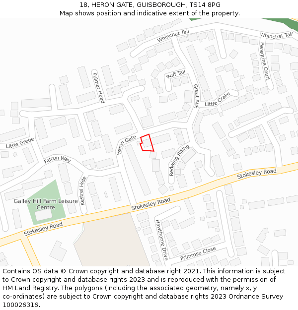 18, HERON GATE, GUISBOROUGH, TS14 8PG: Location map and indicative extent of plot