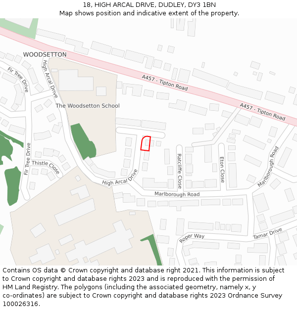 18, HIGH ARCAL DRIVE, DUDLEY, DY3 1BN: Location map and indicative extent of plot