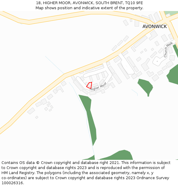 18, HIGHER MOOR, AVONWICK, SOUTH BRENT, TQ10 9FE: Location map and indicative extent of plot