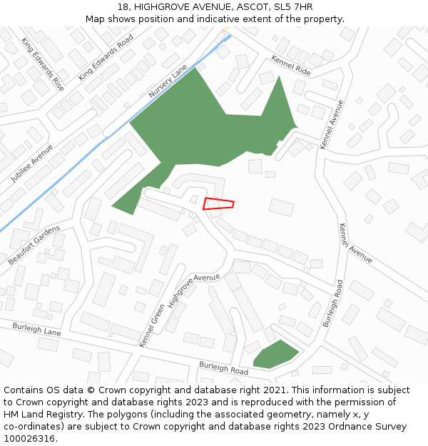 18, HIGHGROVE AVENUE, ASCOT, SL5 7HR: Location map and indicative extent of plot