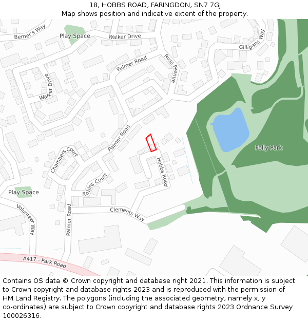 18, HOBBS ROAD, FARINGDON, SN7 7GJ: Location map and indicative extent of plot