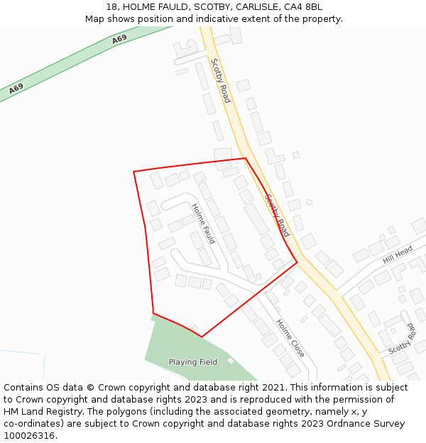 18, HOLME FAULD, SCOTBY, CARLISLE, CA4 8BL: Location map and indicative extent of plot