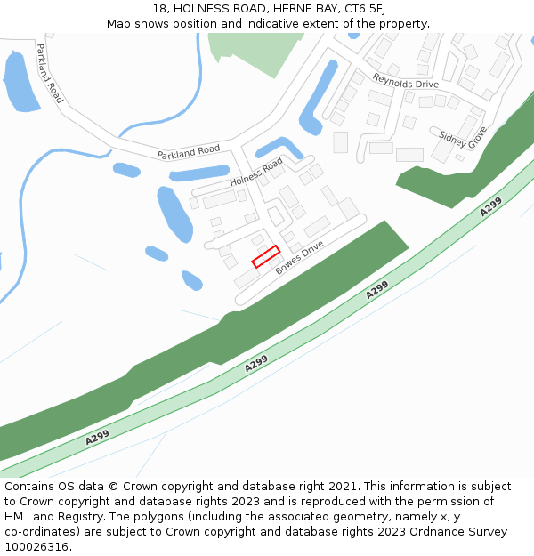 18, HOLNESS ROAD, HERNE BAY, CT6 5FJ: Location map and indicative extent of plot