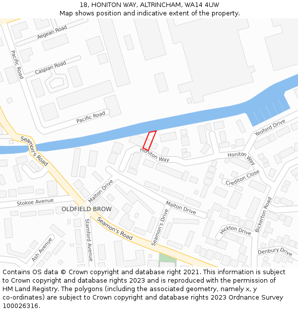 18, HONITON WAY, ALTRINCHAM, WA14 4UW: Location map and indicative extent of plot