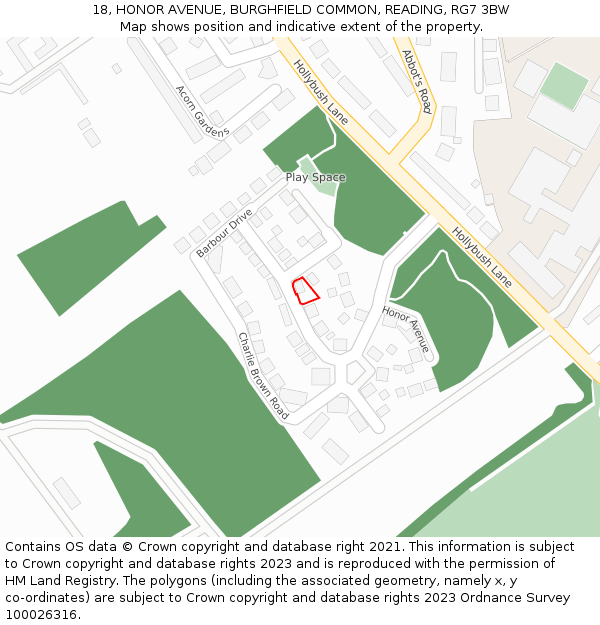 18, HONOR AVENUE, BURGHFIELD COMMON, READING, RG7 3BW: Location map and indicative extent of plot