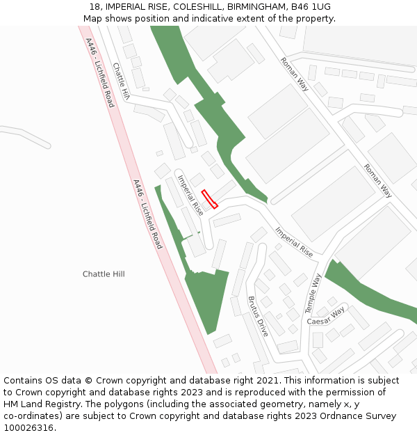 18, IMPERIAL RISE, COLESHILL, BIRMINGHAM, B46 1UG: Location map and indicative extent of plot