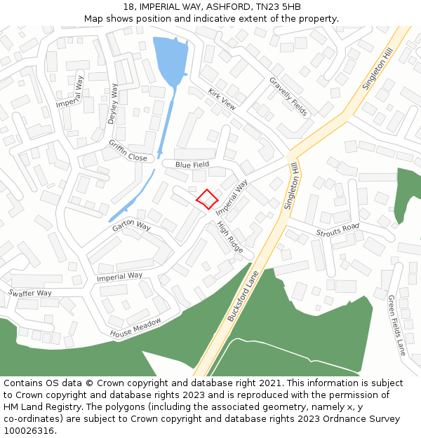 18, IMPERIAL WAY, ASHFORD, TN23 5HB: Location map and indicative extent of plot