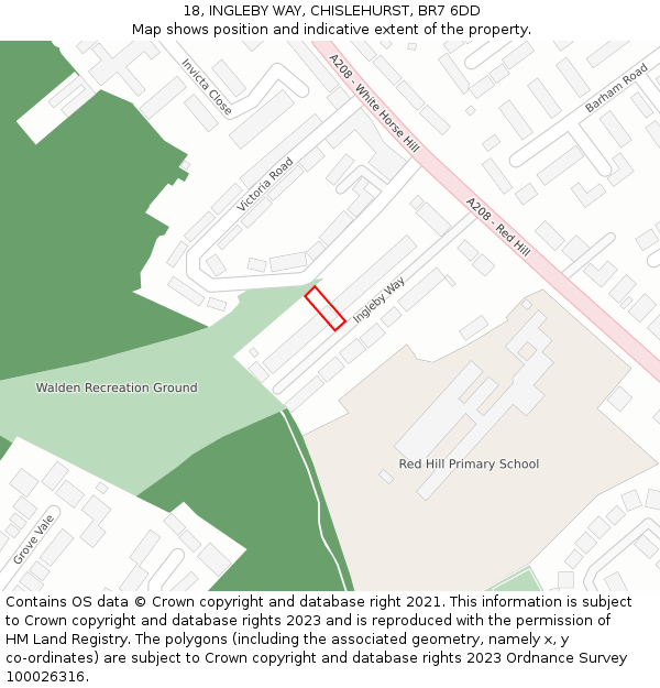 18, INGLEBY WAY, CHISLEHURST, BR7 6DD: Location map and indicative extent of plot