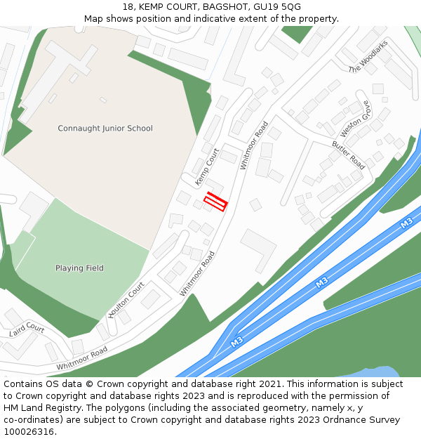 18, KEMP COURT, BAGSHOT, GU19 5QG: Location map and indicative extent of plot