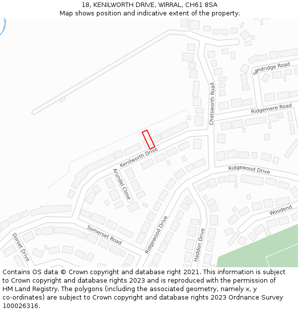 18, KENILWORTH DRIVE, WIRRAL, CH61 8SA: Location map and indicative extent of plot