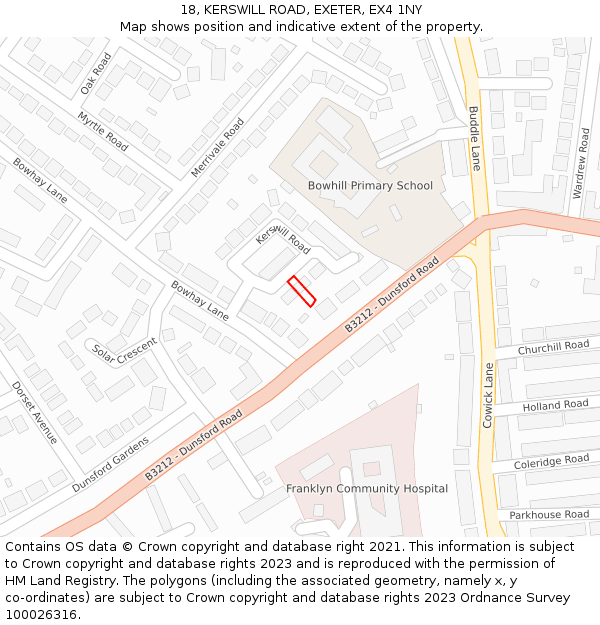 18, KERSWILL ROAD, EXETER, EX4 1NY: Location map and indicative extent of plot