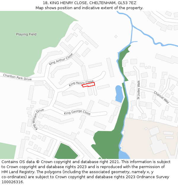 18, KING HENRY CLOSE, CHELTENHAM, GL53 7EZ: Location map and indicative extent of plot