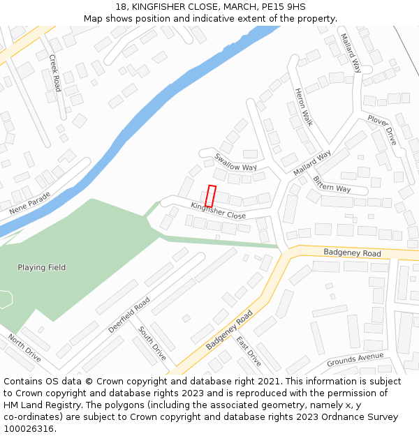 18, KINGFISHER CLOSE, MARCH, PE15 9HS: Location map and indicative extent of plot