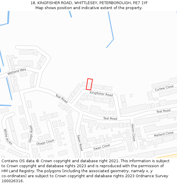 18, KINGFISHER ROAD, WHITTLESEY, PETERBOROUGH, PE7 1YF: Location map and indicative extent of plot