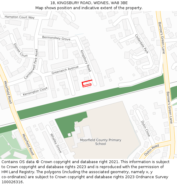 18, KINGSBURY ROAD, WIDNES, WA8 3BE: Location map and indicative extent of plot