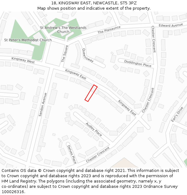 18, KINGSWAY EAST, NEWCASTLE, ST5 3PZ: Location map and indicative extent of plot