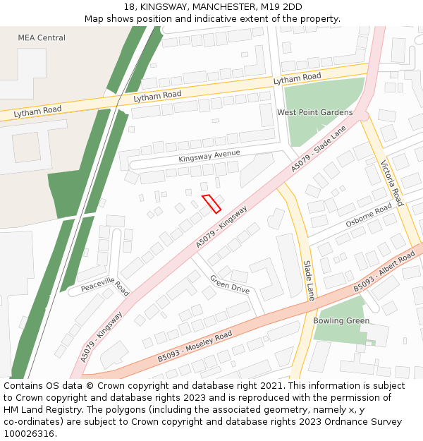 18, KINGSWAY, MANCHESTER, M19 2DD: Location map and indicative extent of plot