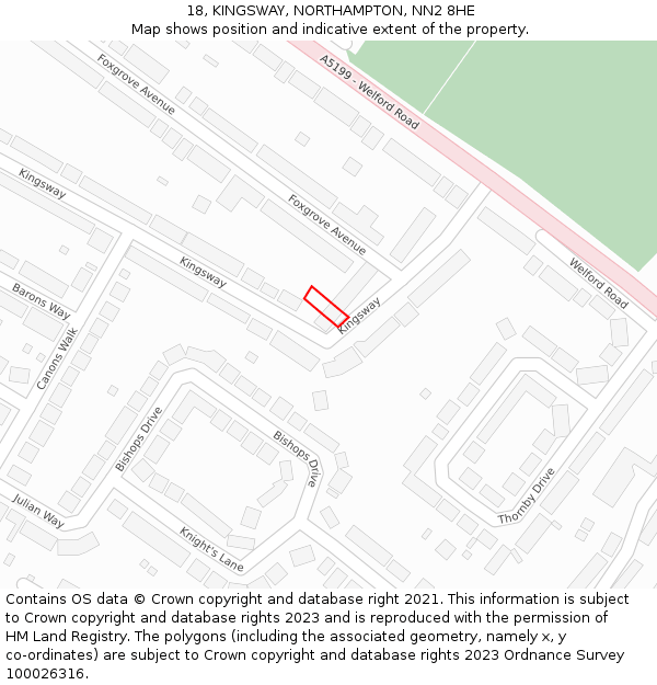 18, KINGSWAY, NORTHAMPTON, NN2 8HE: Location map and indicative extent of plot