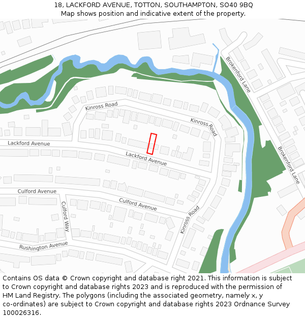 18, LACKFORD AVENUE, TOTTON, SOUTHAMPTON, SO40 9BQ: Location map and indicative extent of plot