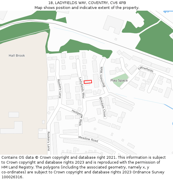 18, LADYFIELDS WAY, COVENTRY, CV6 4PB: Location map and indicative extent of plot