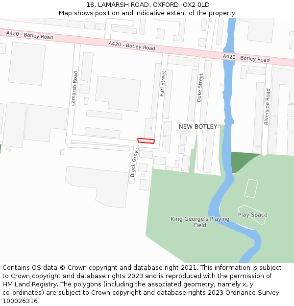 18, LAMARSH ROAD, OXFORD, OX2 0LD: Location map and indicative extent of plot