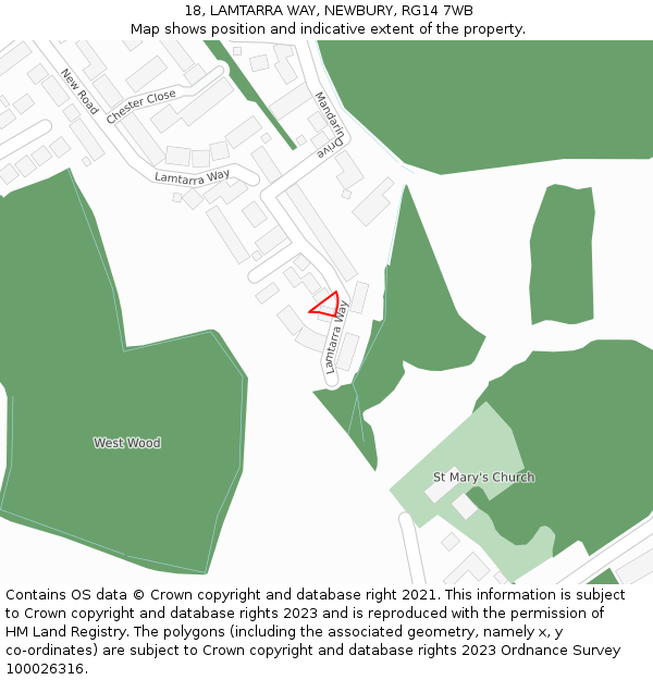 18, LAMTARRA WAY, NEWBURY, RG14 7WB: Location map and indicative extent of plot