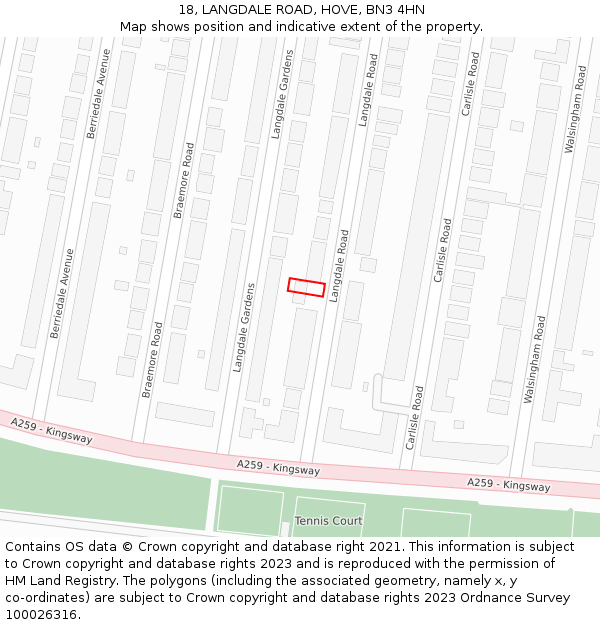 18, LANGDALE ROAD, HOVE, BN3 4HN: Location map and indicative extent of plot