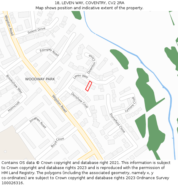 18, LEVEN WAY, COVENTRY, CV2 2RA: Location map and indicative extent of plot